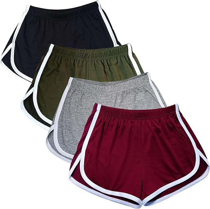 4 Pack Women's Cotton Yoga Dance Short Pants