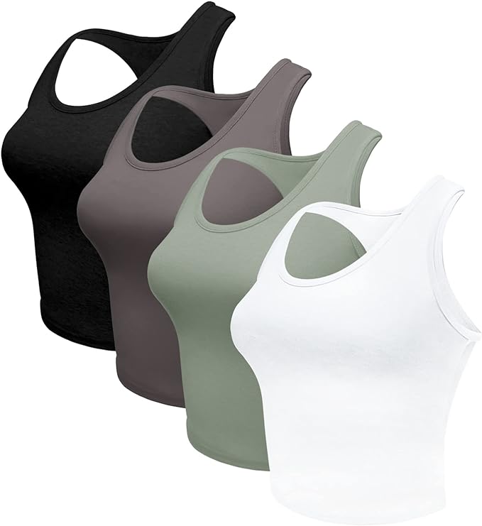 4 Pieces Women's Crop Tops Cotton