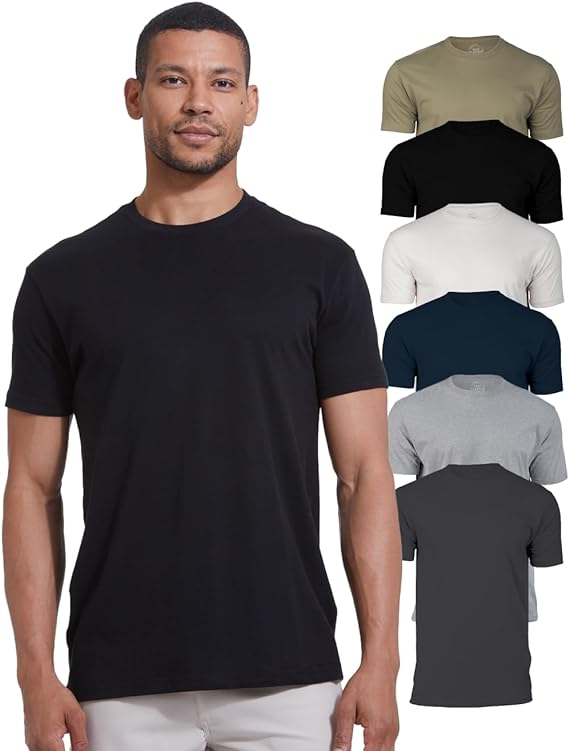 Men's Crew Neck Short Sleeve T-Shirt, 6-Pack