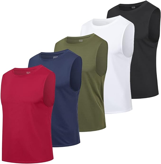 3 or 5 Pack Sleeveless Shirts Men,Workout Tank Tops
