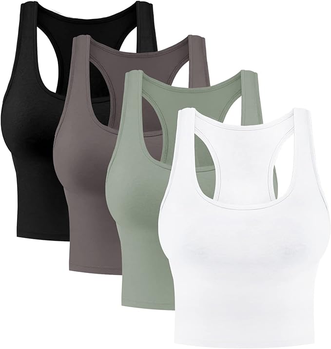 4 Pieces Women's Crop Tops Cotton