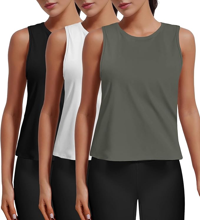 3 Pack Crop Tank Tops for Women Sleeveless