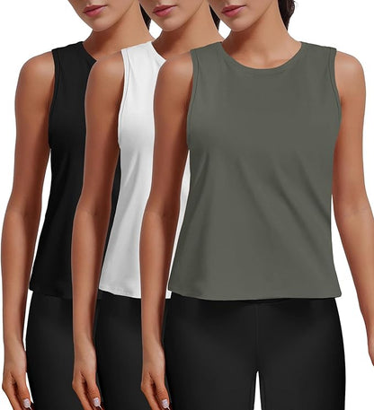 3 Pack Crop Tank Tops for Women Sleeveless