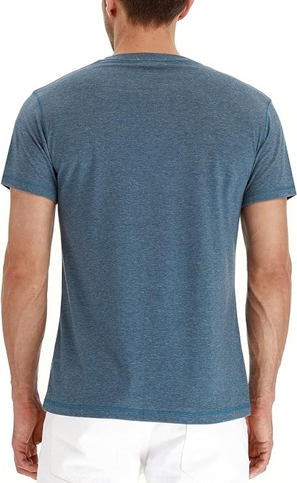 Mens Henley Short Sleeve T-Shirt Cotton